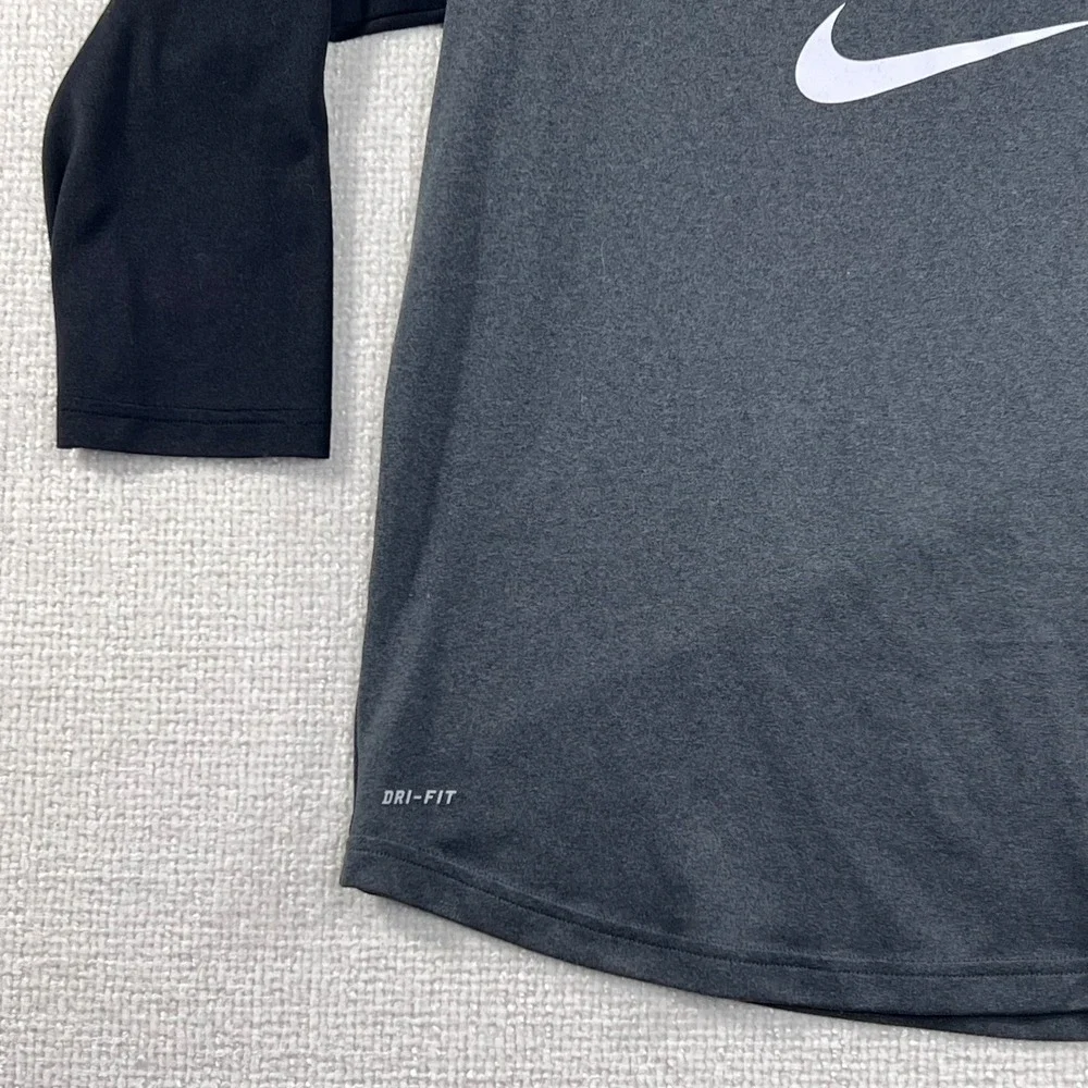Nike Kids Dri-FIT Baseball Graphic Raglan Long Sleeve Shirt Gray Black Size‎ XL